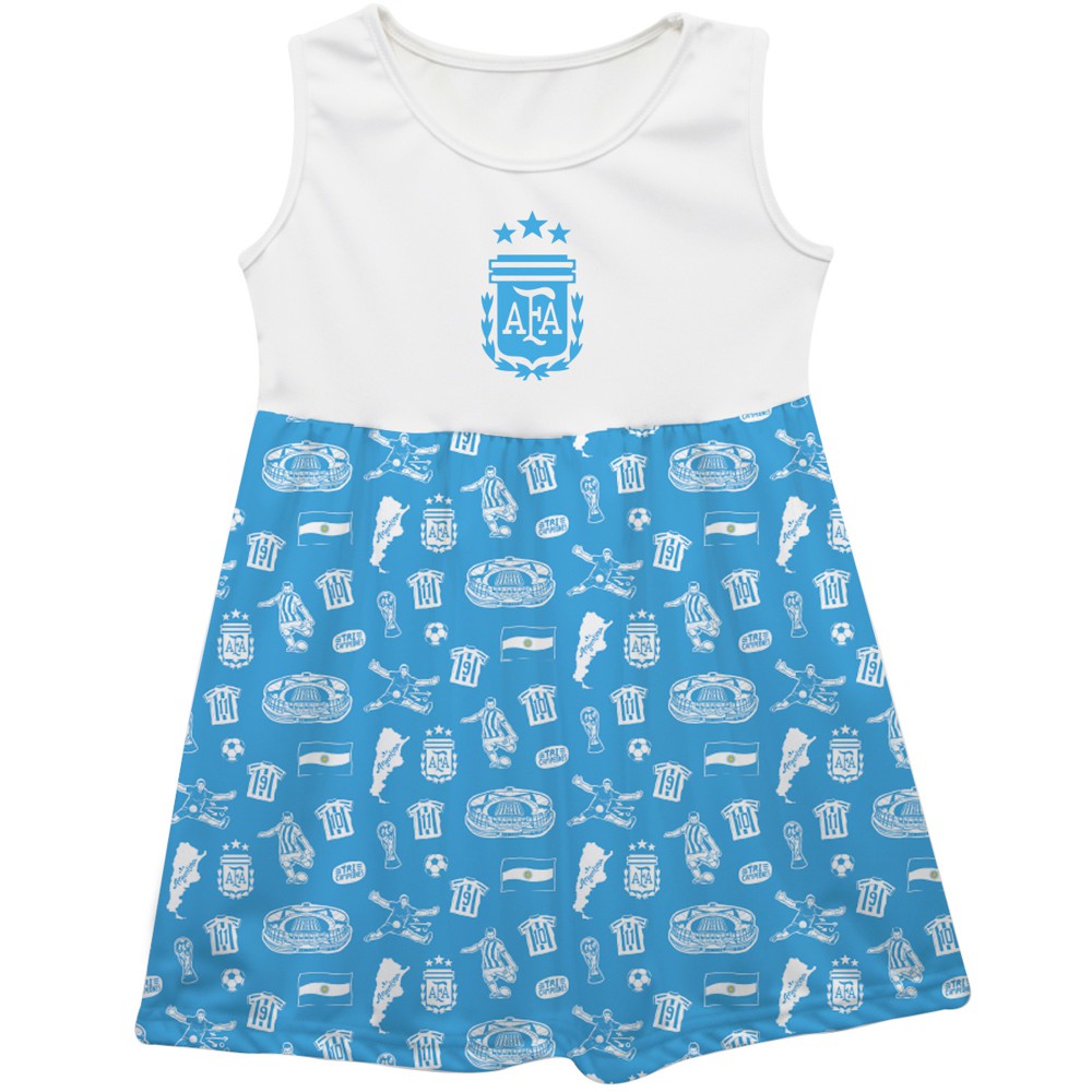 Argentina National Team Vive La Fete Girls Toddler Impressions Artwork Tank Top Dress for sale - Light Blue