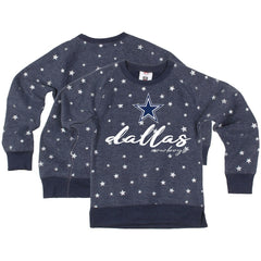 Dallas Cowboys Wes & Willy Girls Youth Shimmer Star Reverse Fleece Pullover Sweatshirt | NFL US