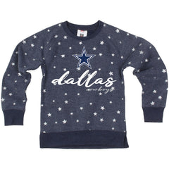 Dallas Cowboys Wes & Willy Girls Youth Shimmer Star Reverse Fleece Pullover Sweatshirt | NFL US