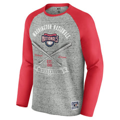 Washington Nationals Darius Rucker Collection by Fanatics Raw Edge Raglan Long Sleeve Baseball T-Shirt - MLB T-shirts