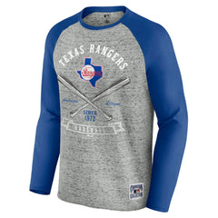 Texas Rangers Darius Rucker Collection by Fanatics Raw Edge Raglan Long Sleeve Baseball T-Shirt - MLB T-shirts