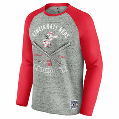 Cincinnati Reds Darius Rucker Collection by Fanatics Raw Edge Raglan Long Sleeve Baseball T-Shirt - MLB T-shirts