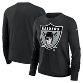 Las Vegas Raiders Women's Large Logo Cropped Long Sleeve Fashion T-Shirt | NFL Hot