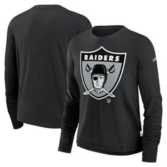 Las Vegas Raiders Women's Large Logo Cropped Long Sleeve Fashion T-Shirt | NFL Hot