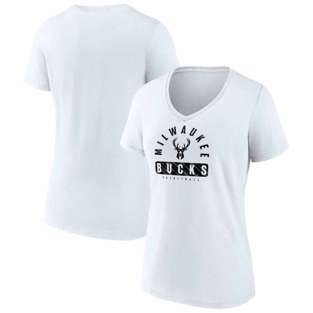 White Milwaukee Bucks Women's Bench Warmer V-Neck T-Shirt | NBA