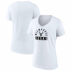 White Milwaukee Bucks Women's Bench Warmer V-Neck T-Shirt | NBA