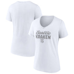 Seattle Kraken Fanatics Women's White Out V-Neck T-Shirt - NHL T-shirts