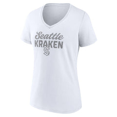 Seattle Kraken Fanatics Women's White Out V-Neck T-Shirt - NHL T-shirts