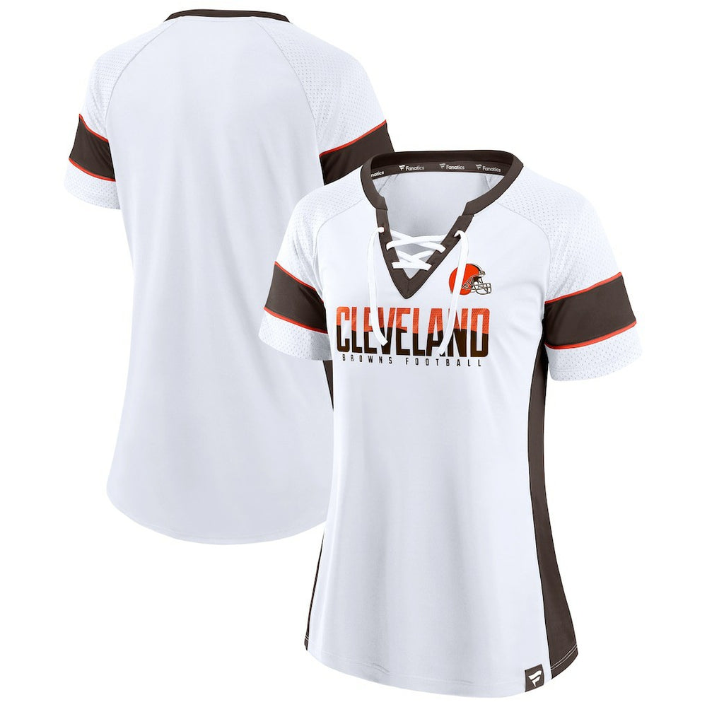 Cleveland Browns Women's Athena Lace-Up V-Neck T-Shirt | NFL On sale