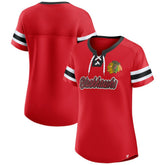 Chicago Blackhawks Fanatics Women's Iconic Athena Lace-Up T-Shirt - NHL T-shirts
