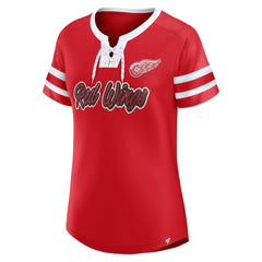 Detroit Red Wings Fanatics Women's Iconic Athena Lace-Up T-Shirt - NHL T-shirts