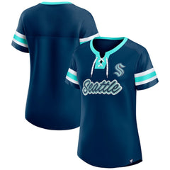 Seattle Kraken Fanatics Women's Iconic Athena Lace-Up T-Shirt - NHL T-shirts
