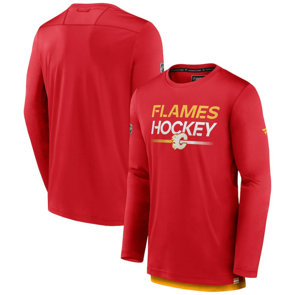 Calgary Flames Fanatics Authentic Pro Tech Long Sleeve T-Shirt - NHL T-shirts