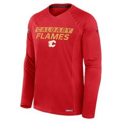 Calgary Flames Fanatics Authentic Pro Rink Tech Raglan Long Sleeve T-Shirt - NHL T-shirts