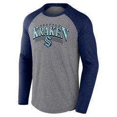 Seattle Kraken Fanatics Goal Crease Raglan Tri-Blend Long Sleeve T-Shirt - NHL T-shirts