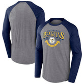 Pittsburgh Penguins Fanatics Goal Crease Raglan Tri-Blend Long Sleeve T-Shirt - NHL T-shirts
