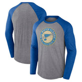 St. Louis Blues Fanatics 2022 NHL Winter Classic Vintage Distressed Raglan Tri-Blend Long Sleeve T-Shirt - NHL T-shirts