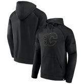 Calgary Flames Fanatics Black Ice Defender Raglan Pullover Hoodie - NHL Hoodies
