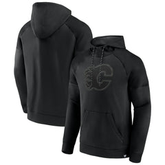 Calgary Flames Fanatics Black Ice Defender Raglan Pullover Hoodie - NHL Hoodies