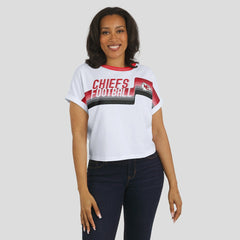 Kansas City Chiefs WEAR by Erin Andrews Women's Cropped Center Stripe Dolman T-Shirt | NFL Hot