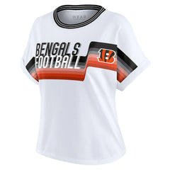 Cincinnati Bengals WEAR by Erin Andrews Women's Cropped Center Stripe Dolman T-Shirt | NFL Discount