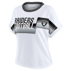 Las Vegas Raiders WEAR by Erin Andrews Women's Cropped Center Stripe Dolman T-Shirt | NFL Hot