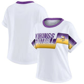 Minnesota Vikings WEAR by Erin Andrews Women's Cropped Center Stripe Dolman T-Shirt | NFL Near me