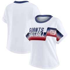 New York Giants WEAR by Erin Andrews Women's Cropped Center Stripe Dolman T-Shirt | NFL Hot