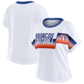 Denver Broncos WEAR by Erin Andrews Women's Cropped Center Stripe Dolman T-Shirt | NFL US