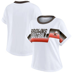 Cleveland Browns WEAR by Erin Andrews Women's Cropped Center Stripe Dolman T-Shirt | NFL Sale