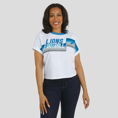 Detroit Lions WEAR by Erin Andrews Women's Cropped Center Stripe Dolman T-Shirt | NFL Near me