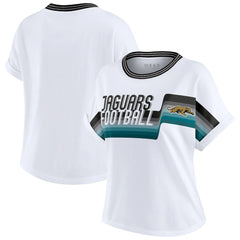 Jacksonville Jaguars WEAR by Erin Andrews Women's Cropped Center Stripe Dolman T-Shirt | NFL Online