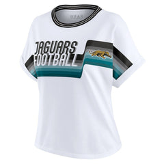 Jacksonville Jaguars WEAR by Erin Andrews Women's Cropped Center Stripe Dolman T-Shirt | NFL Online