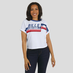 Buffalo Bills WEAR by Erin Andrews Women's Cropped Center Stripe Dolman T-Shirt | NFL Hot