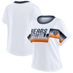 Chicago Bears WEAR by Erin Andrews Women's Cropped Center Stripe Dolman T-Shirt | NFL Outlet