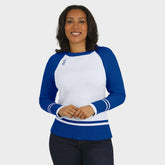 Buffalo Bills WEAR by Erin Andrews Women's Colorblock Raglan Sweater | NFL US