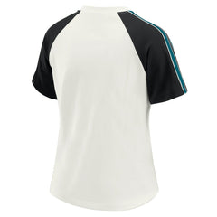 Jacksonville Jaguars WEAR by Erin Andrews Women's Sleeve Stripe Distressed Raglan T-Shirt | NFL Sale