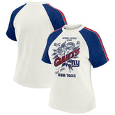 New York Giants WEAR by Erin Andrews Women's Sleeve Stripe Distressed Raglan T-Shirt | NFL Near me