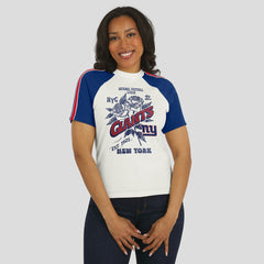New York Giants WEAR by Erin Andrews Women's Sleeve Stripe Distressed Raglan T-Shirt | NFL Near me