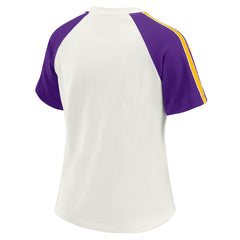 Minnesota Vikings WEAR by Erin Andrews Women's Sleeve Stripe Distressed Raglan T-Shirt | NFL US