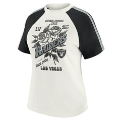 Las Vegas Raiders WEAR by Erin Andrews Women's Sleeve Stripe Distressed Raglan T-Shirt | NFL Near me