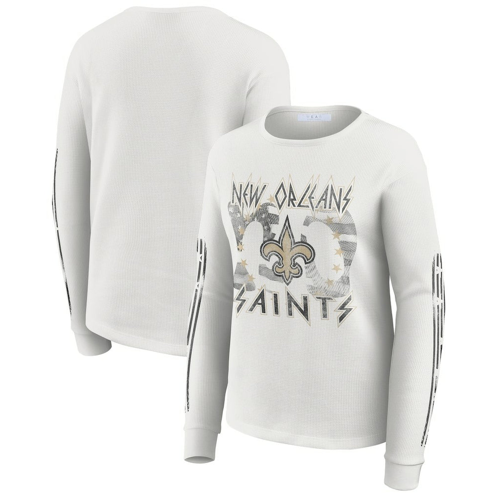 New Orleans Saints WEAR by Erin Andrews Women's Graphic Waffle Long-Sleeve T-Shirt | NFL On sale
