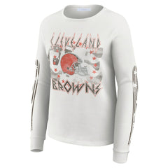 Cleveland Browns WEAR by Erin Andrews Women's Graphic Waffle Long-Sleeve T-Shirt | NFL Discount