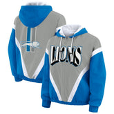 Detroit Lions WEAR by Erin Andrews Women's Plus Size Retro Crinkle Full-Zip Hoodie Windbreaker Jacket | NFL On sale