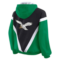 Philadelphia Eagles WEAR by Erin Andrews Women's Plus Size Retro Crinkle Full-Zip Hoodie Windbreaker Jacket | NFL New