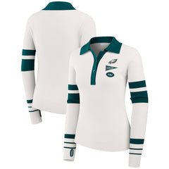 Philadelphia Eagles WEAR by Erin Andrews Women's Ribbed Henley Polo Sweater | NFL Outlet