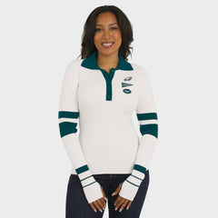 Philadelphia Eagles WEAR by Erin Andrews Women's Ribbed Henley Polo Sweater | NFL Outlet