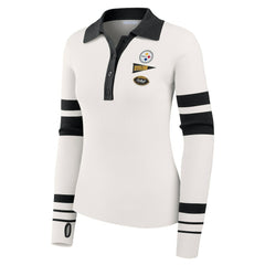Pittsburgh Steelers WEAR by Erin Andrews Women's Ribbed Henley Polo Sweater | NFL Hot