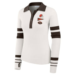 Cleveland Browns WEAR by Erin Andrews Women's Ribbed Henley Polo Sweater | NFL US