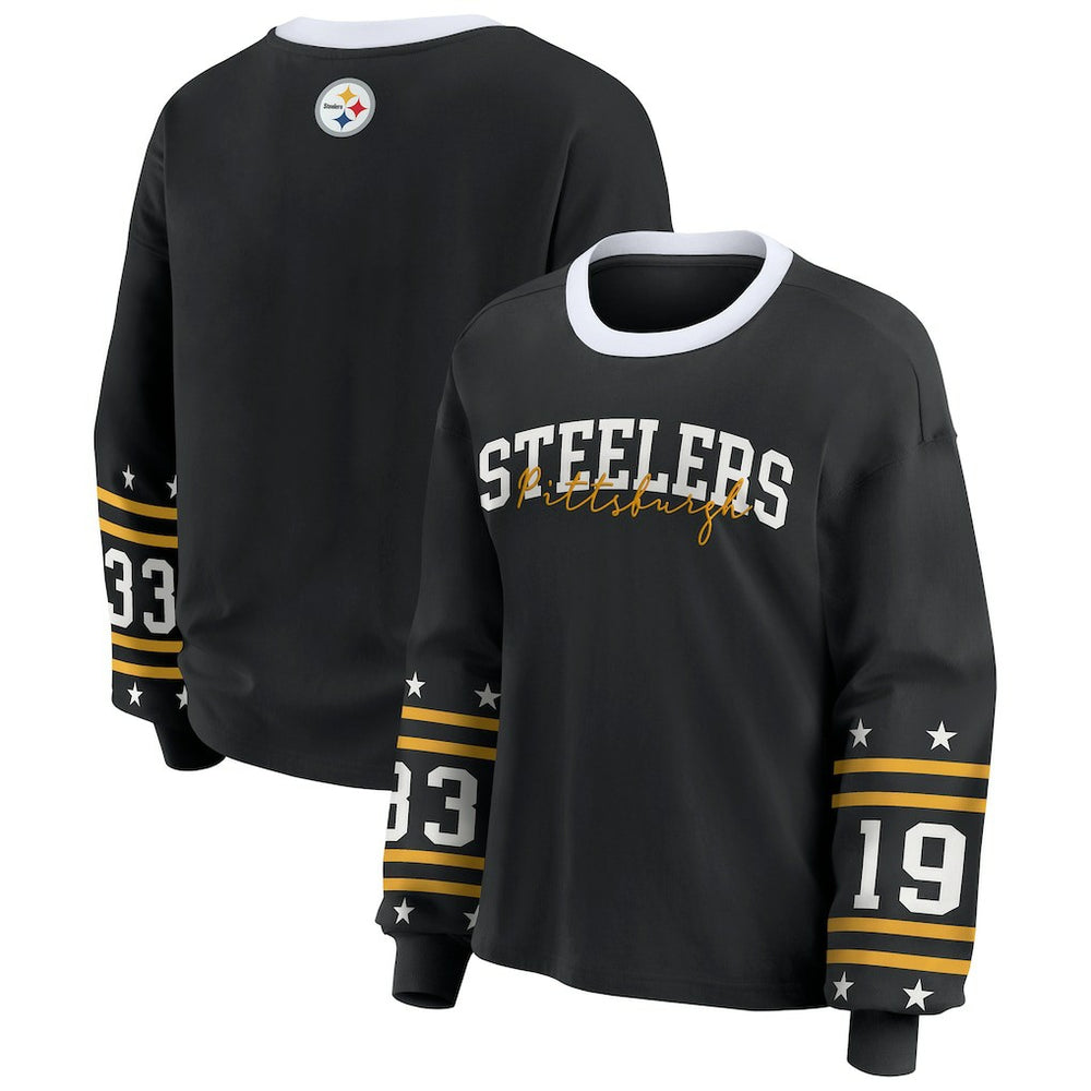 Pittsburgh Steelers WEAR by Erin Andrews Women's Plus Size Sport Long-Sleeve T-Shirt | NFL On sale